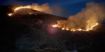 Brigadistas controlam incêndio florestal em área de morro em Barra da Estiva