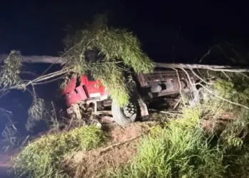 Caminhão carregado com ferros colide contra árvore em estrada em Ibicoara