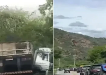 Carreta tomba na Serra das Almas e interdita a BA-148 nos dois sentidos
