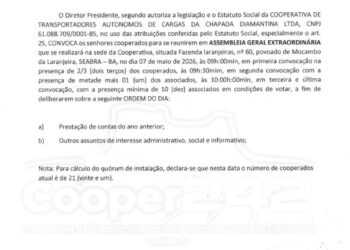 COOPERATIVA DE TRANSPORTADORES AUTONOMOS DE CARGAS DA CHAPADA DIAMANTINA LTDA