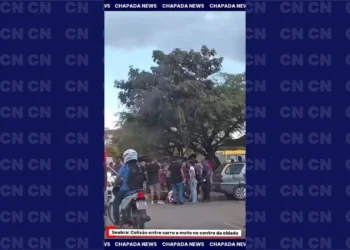 Seabra: colisão entre carro e moto centro da cidade