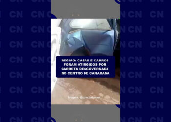 Região: Casas e carros foram atigindos por carreta desgovernada no centro de Canarana